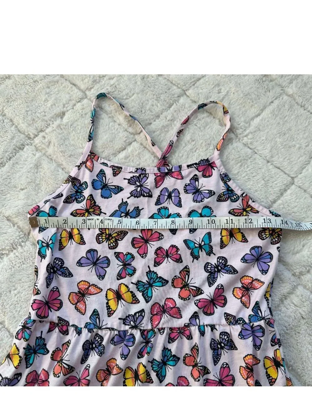 The Children's Place | Rose Mist Butterfly Print Tiered Dress | Size Extra Large